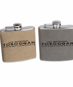 USNTC Leather Logo Stainless Flask – Brown or Gray