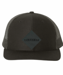 USNTC Black Leather Logo Patch on Black/Black Richardson 112 Hat
