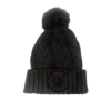 CHRHS Black Chunky Pom Beanie with Black Lacrosse Leather Patch