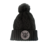 CHRHS Black Chunky Pom Beanie with Gray Lacrosse Leather Patch