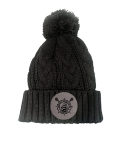 CHRHS Black Chunky Pom Beanie with Gray Lacrosse Leather Patch