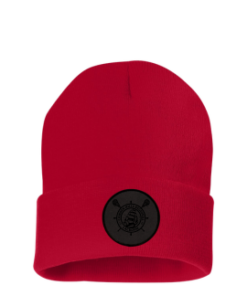 CHRHS Red Long Beanie with Black Lacrosse Leather Patch