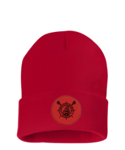 CHRHS Red Long Beanie with Red Lacrosse Leather Patch