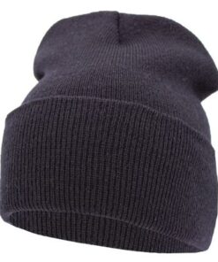 Alternative view of CHRHS Black Long Beanie with Red Lacrosse Leather Patch