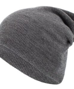 Alternative view of CHRHS Gray Long Beanie with Red Lacrosse Leather Patch