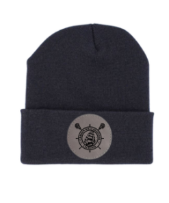 CHRHS Black Long Beanie with Gray Lacrosse Leather Patch