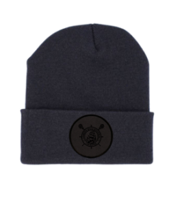 CHRHS Black Long Beanie with Black Lacrosse Leather Patch