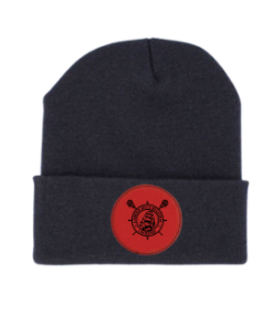 CHRHS Black Long Beanie with Red Lacrosse Leather Patch