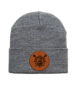 CHRHS Gray Long Beanie with Brown Lacrosse Leather Patch